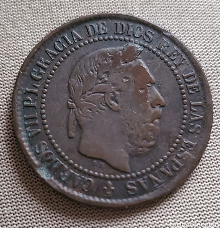 M&uuml;nzen von Spanien: CARLOS 7&ordm;...........5 CENTIMOS........1875.,......RARA