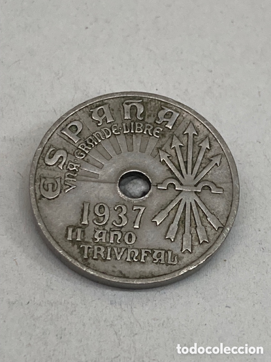 Monedas de Espa&ntilde;a: Moneda de veinticinco c&eacute;ntimos 1937 - Foto 2