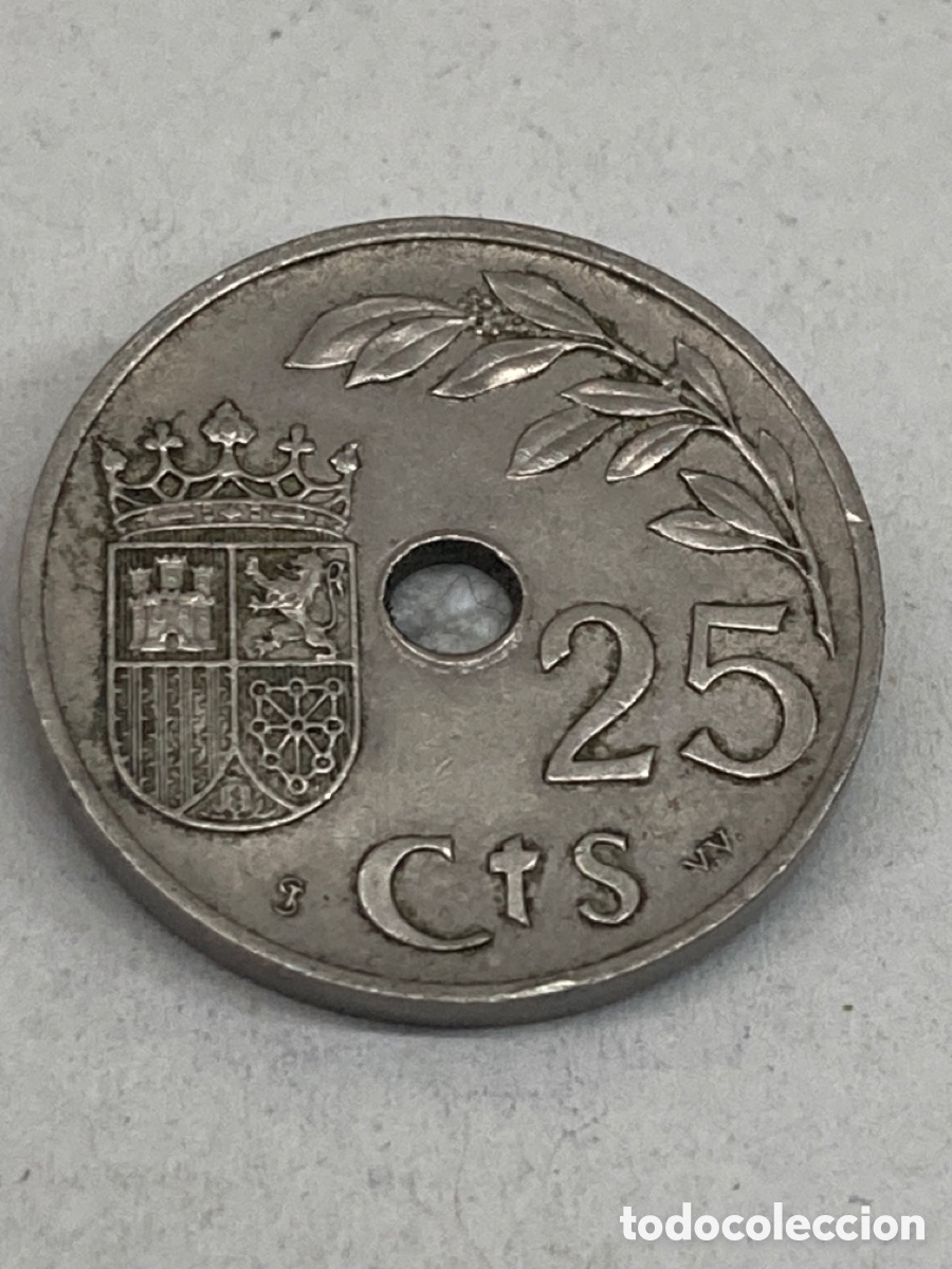 Monedas de Espa&ntilde;a: Moneda de veinticinco c&eacute;ntimos 1937 - Foto 3