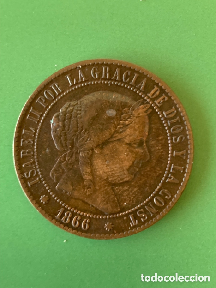 Monedas de Espa&ntilde;a: Moneda Isabel II 1866 2 1/2 Centimos Espa&ntilde;a - Foto 1
