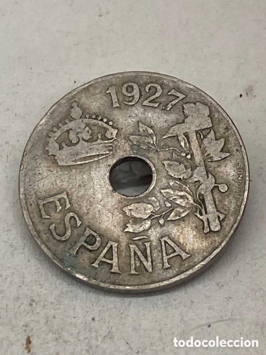 Monedas de Espa&ntilde;a: Moneda de veinticinco c&eacute;ntimos 1927 - Foto 2