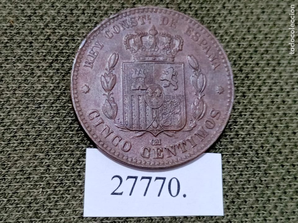 Monedas de Espa&ntilde;a: Espa&ntilde;a , 5 centimos 1877 , Alfonso XII, 12 , 27770 - Foto 2