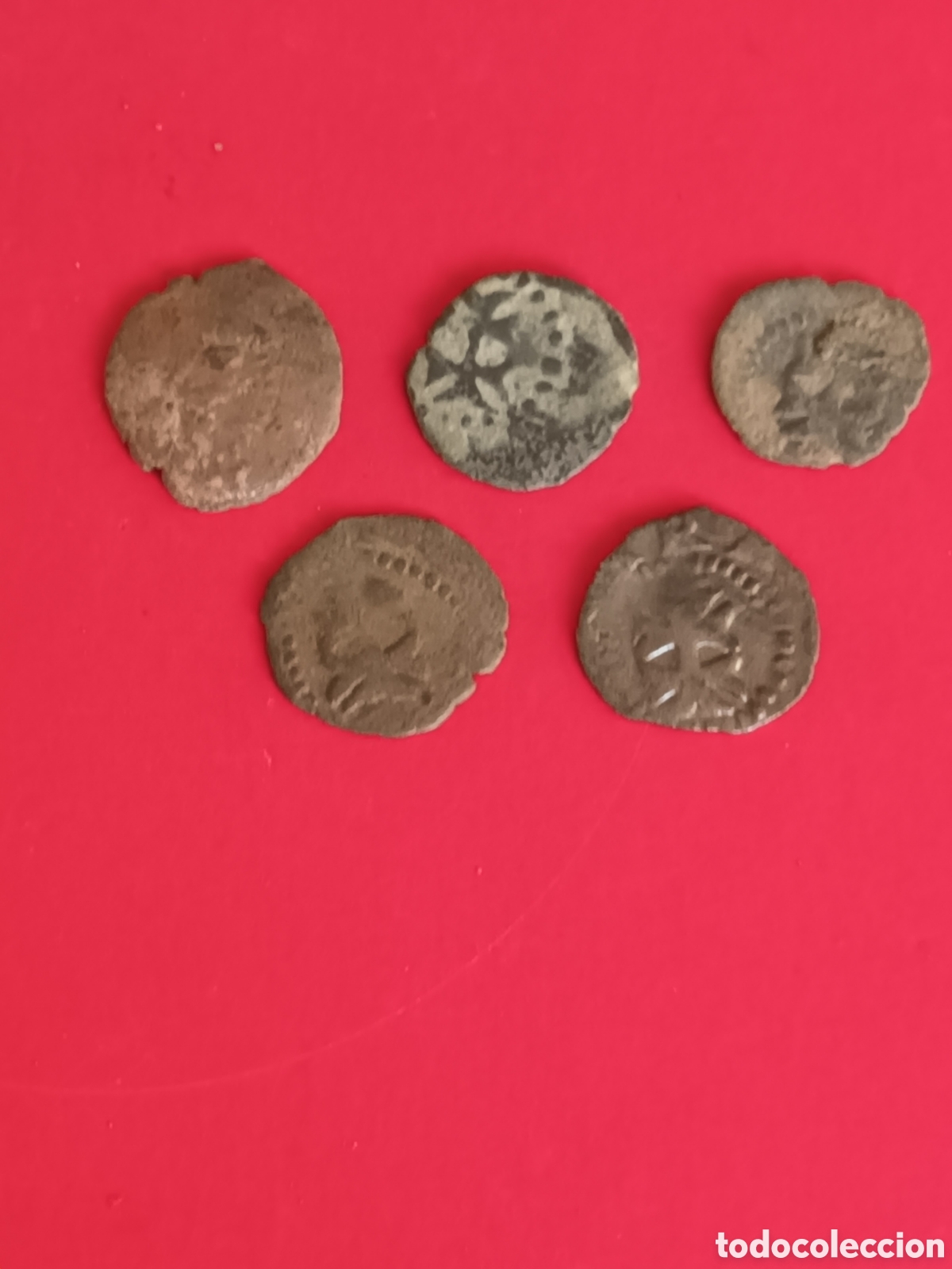 Monedas de Espa&ntilde;a: FELIPE II. LOTE DE 5 DINERILLOS DE ARAGON. - Foto 2