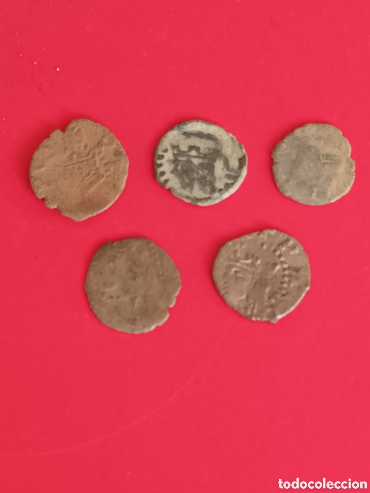 Monedas de Espa&ntilde;a: FELIPE II. LOTE DE 5 DINERILLOS DE ARAGON. - Foto 1