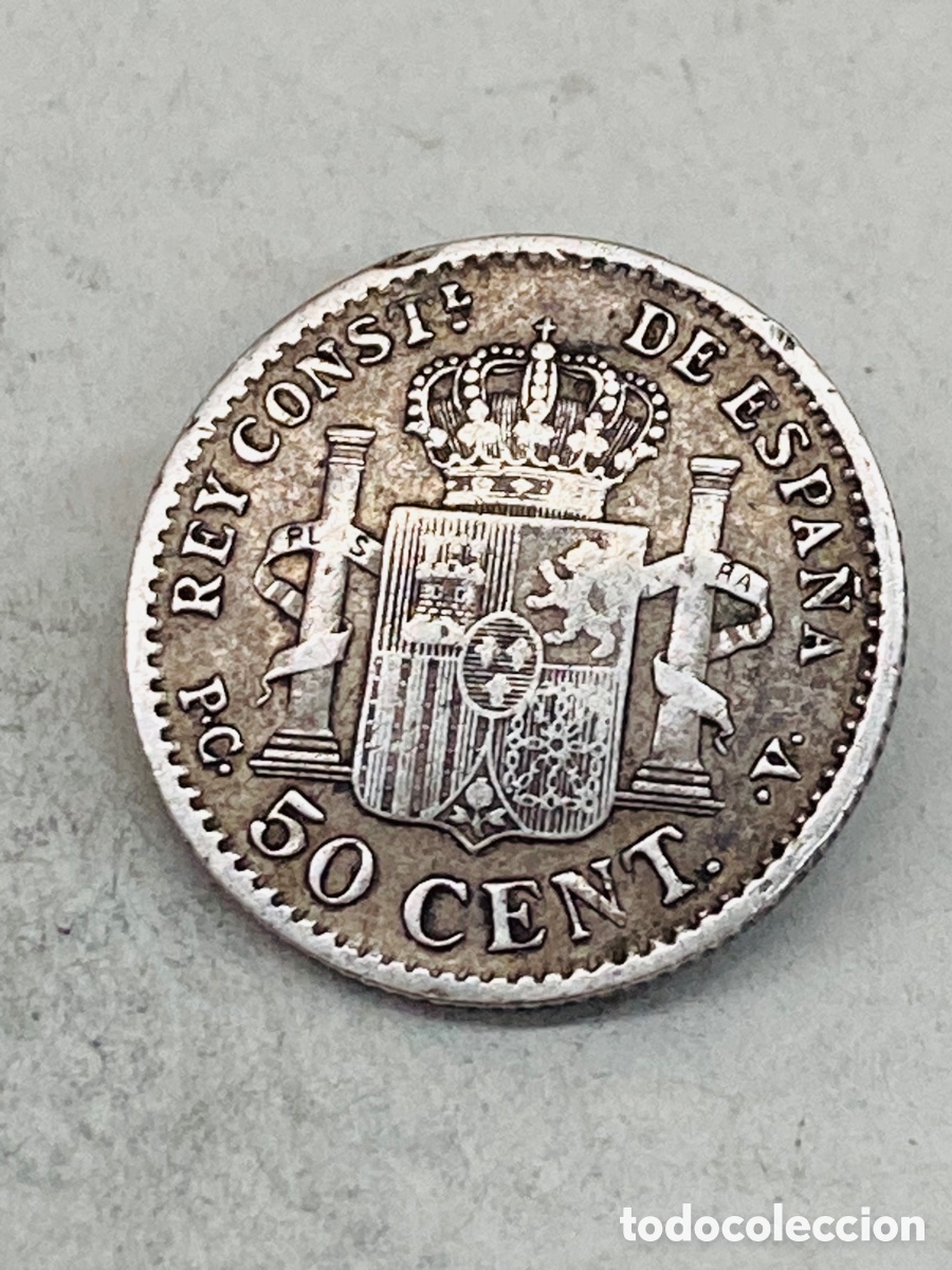 Monedas de Espa&ntilde;a: Moneda de plata 50 c&eacute;ntimos 1904 /ME 03 - Foto 2