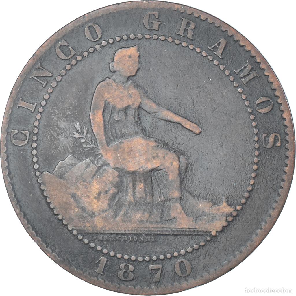Monedas de Espa&ntilde;a: [#1330086] Moneda, Espa&ntilde;a, 5 Centimos, 1870 - Foto 1