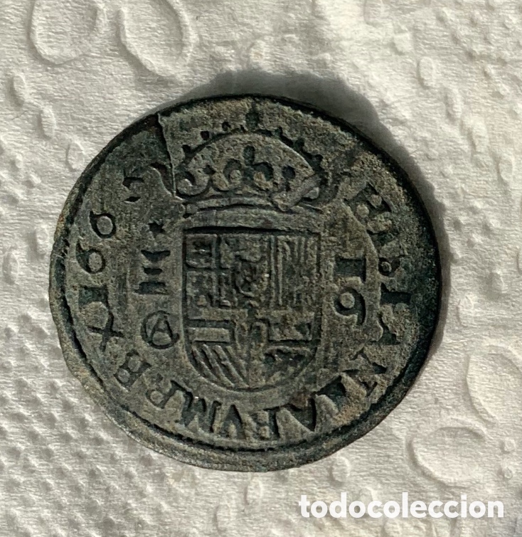 Monedas de Espa&ntilde;a: Felipe IIII 16 maravedies 1663 Cuenca - Foto 2