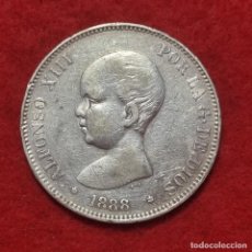 Monedas de España: MONEDA PLATA 5 PESETAS DURO DE PLATA 1888 ESTRELLAS VISIBLES 18 88 MBC+ ORIGINAL D2965