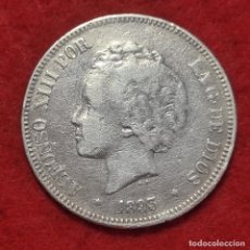 Monedas de España: MONEDA PLATA 5 PESETAS DURO DE PLATA 1893 PGV ESTRELLAS NO VISIBLES MBC ORIGINAL D2982