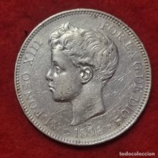 Monedas de España: MONEDA PLATA 5 PESETAS DURO DE PLATA 1896 ESTRELLAS VISIBLES 18 96 MBC++ ORIGINAL D2988