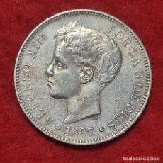 Monedas de España: MONEDA PLATA 5 PESETAS DURO DE PLATA 1897 ESTRELLAS VISIBLES 18 97 MBC++ ORIGINAL D2989