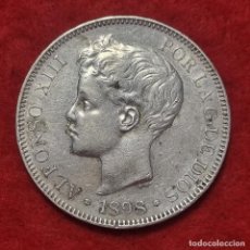 Monedas de España: MONEDA PLATA 5 PESETAS DURO DE PLATA 1898 ESTRELLAS VISIBLES 18 98 MBC++ ORIGINAL D2991