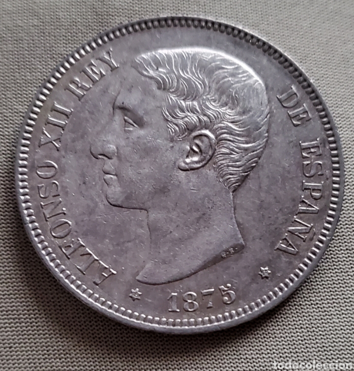 Monedas de Espa&ntilde;a: Sin circular 5 pts..1875 Alfonso XII - Foto 1