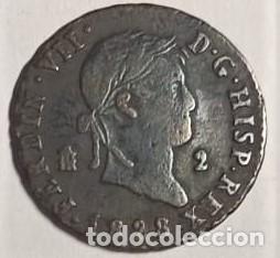 Monedas de Espa&ntilde;a: MONEDA DE 2 MORAVEDIES DE FERNANDO VII DE 1828 - Foto 1