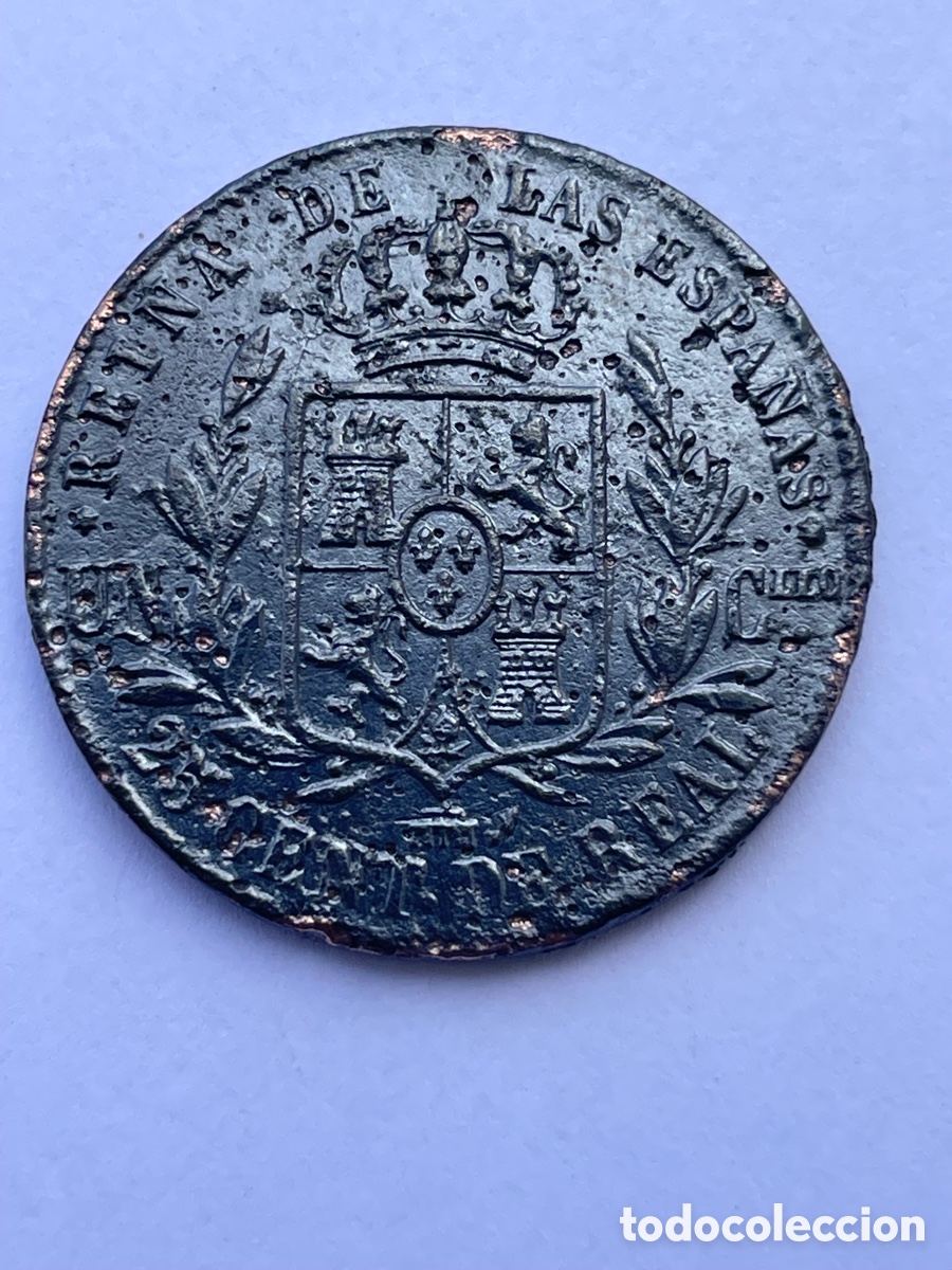 Monedas de Espa&ntilde;a: Moneda Isabel II 1860 / 25 c&eacute;ntimos de real - Foto 2
