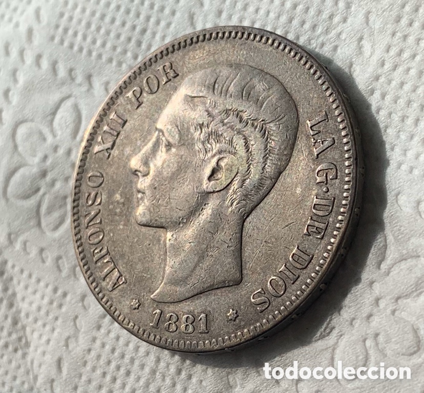 Monedas de Espa&ntilde;a: Alfonso XII 5 pesetas 1881 MSM - Foto 3