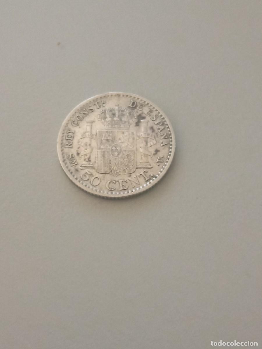 Monedas de Espa&ntilde;a: Moneda 50 c&eacute;ntimos de Alfonso XIII, 1904 - Foto 2