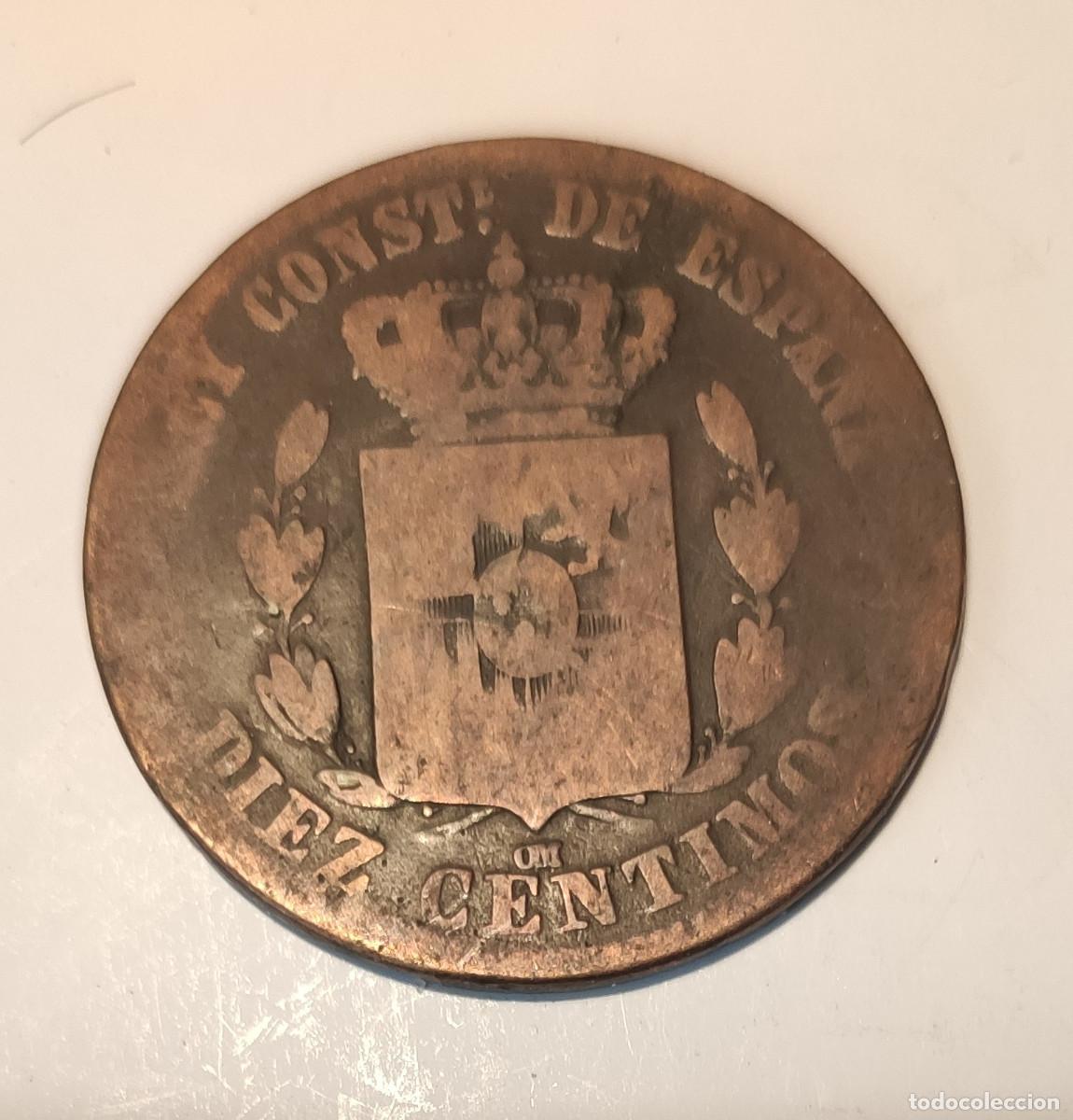 Monedas de Espa&ntilde;a: Moneda espa&ntilde;ola de 10 c&eacute;ntimos de Alfonso XII. 1879. - Foto 2
