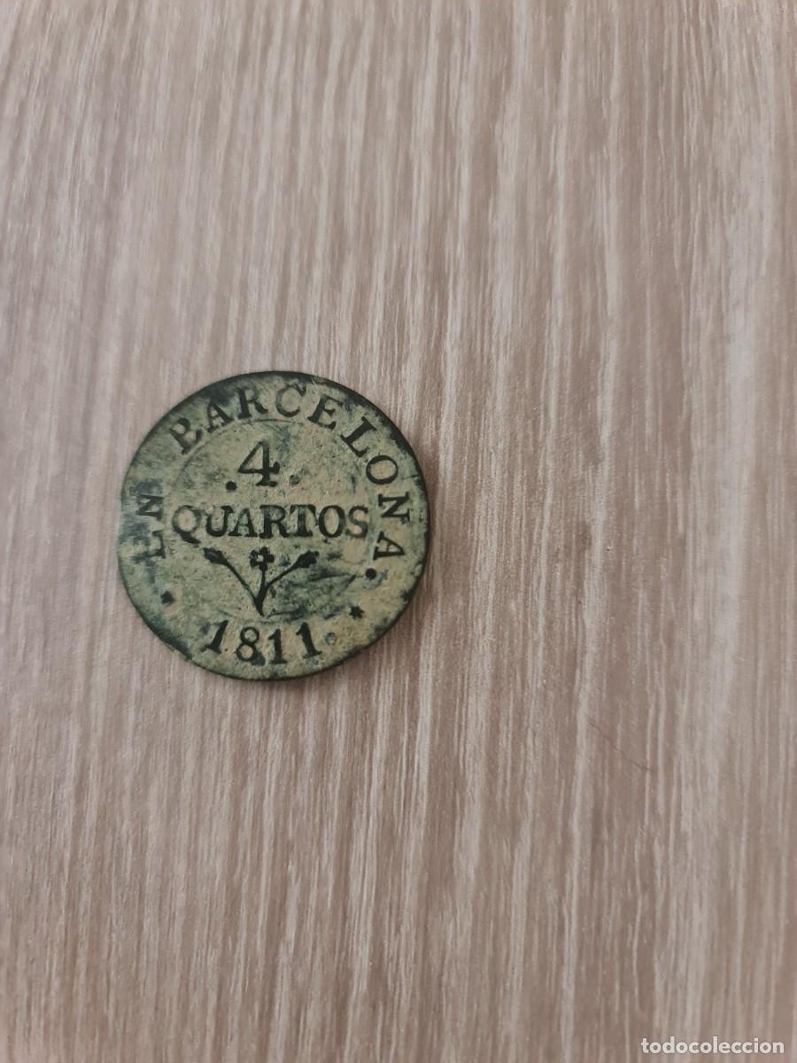 Monedas de Espa&ntilde;a: Moneda antigua de Barcelona 1811 4 cuartos - Foto 2