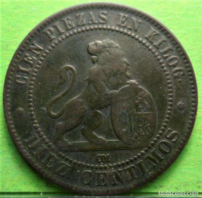 Monedas de Espa&ntilde;a: GOBIERNO PROVISIONAL, 10 C&eacute;ntimos, 1870, Cu - Foto 2