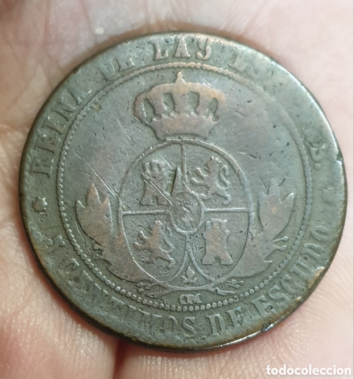 Monedas de Espa&ntilde;a: Moneda Isabel II 1868 OM 5 centimos 3,2 cm - Foto 3