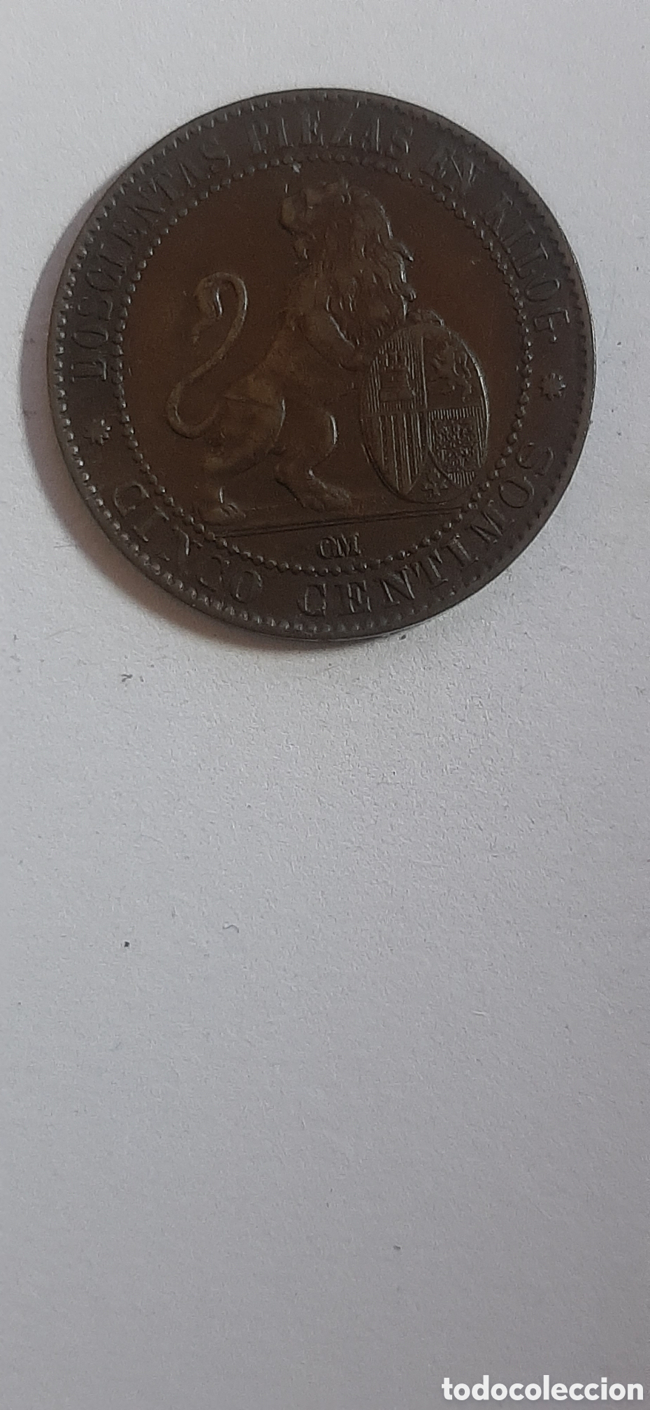 Monedas de Espa&ntilde;a: ESPA&Ntilde;A MONEDA 5 CENT. O.M 1870 - Foto 2