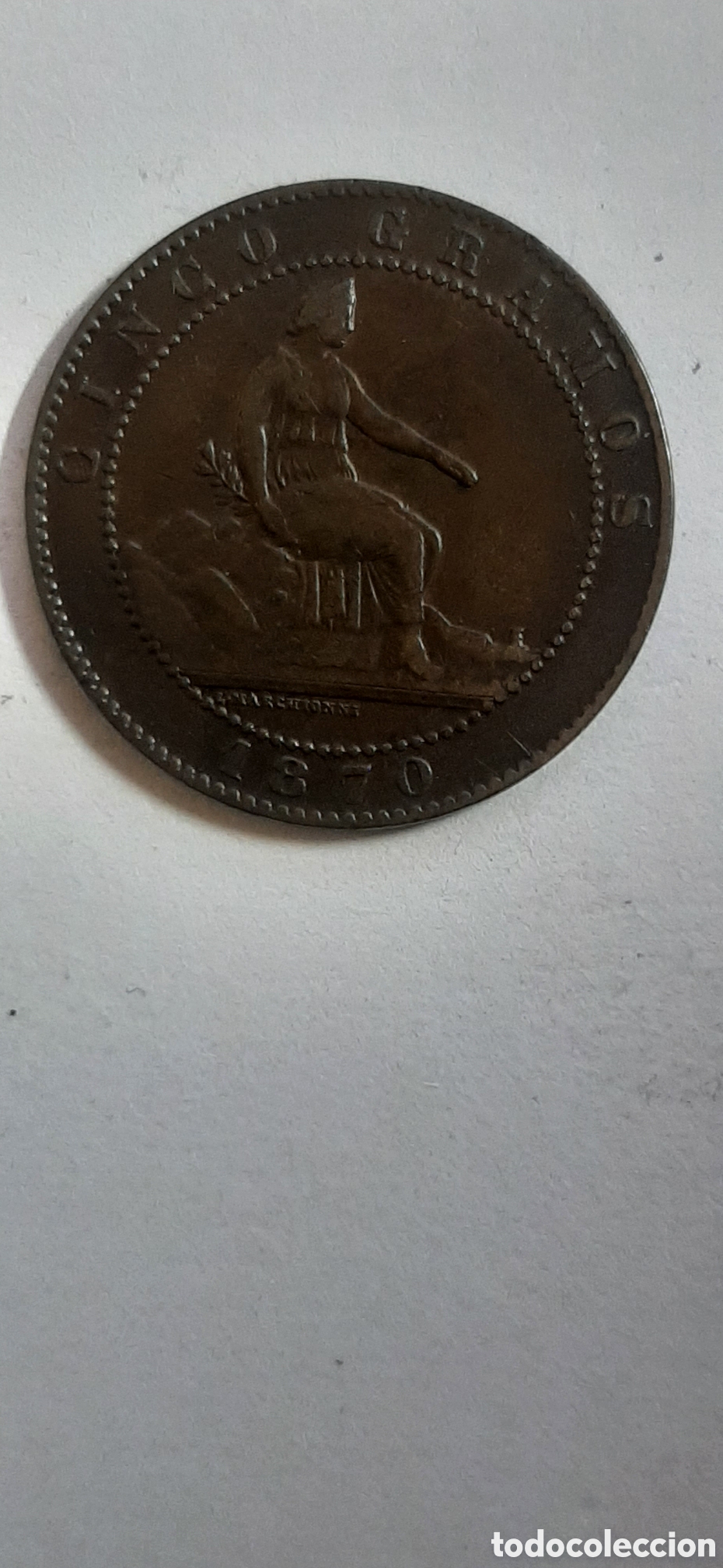 Monedas de Espa&ntilde;a: ESPA&Ntilde;A MONEDA 5 CENT. O.M 1870 - Foto 1