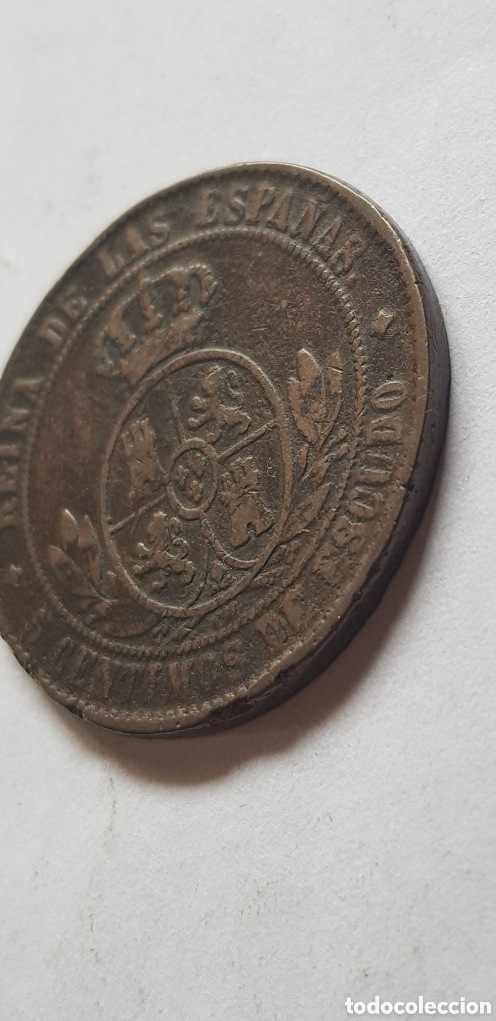 Monedas de Espa&ntilde;a: 5 C&eacute;ntimos de Escudo Isabel II Jubia - Foto 5