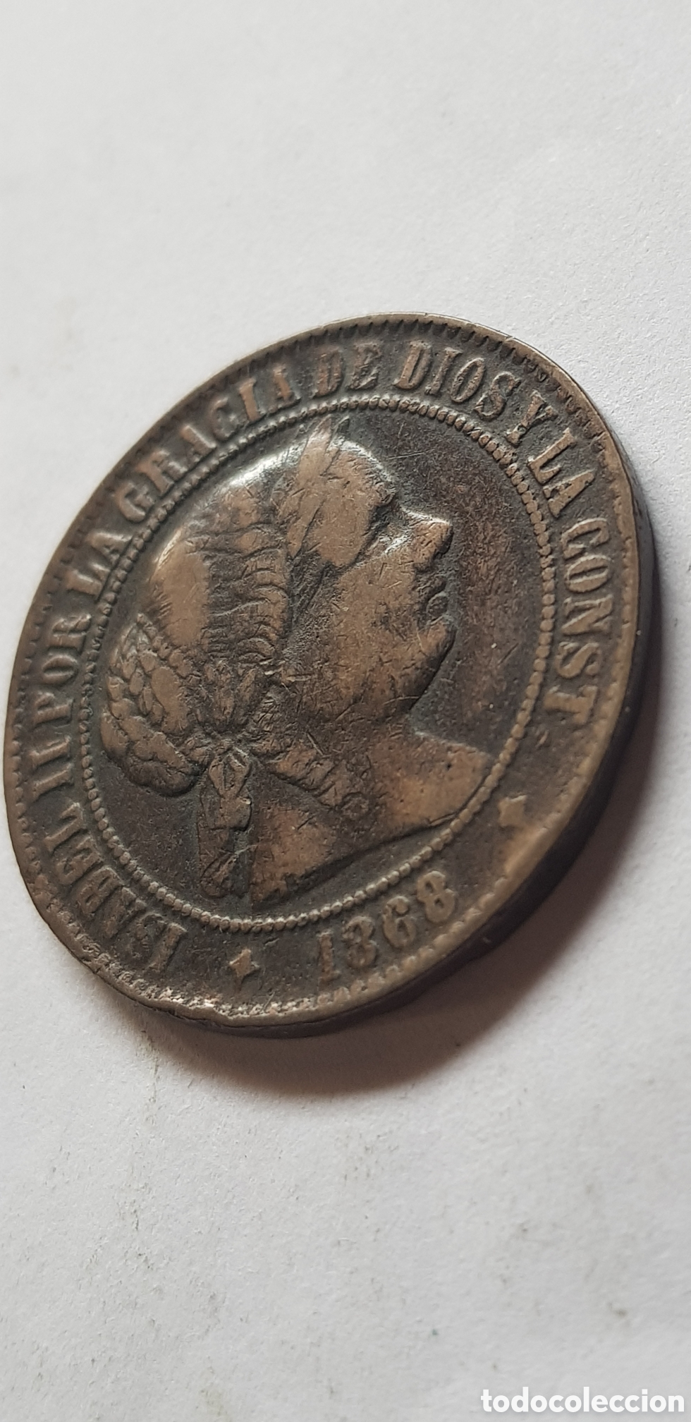 Monedas de Espa&ntilde;a: 5 C&eacute;ntimos de Escudo Isabel II Jubia - Foto 6