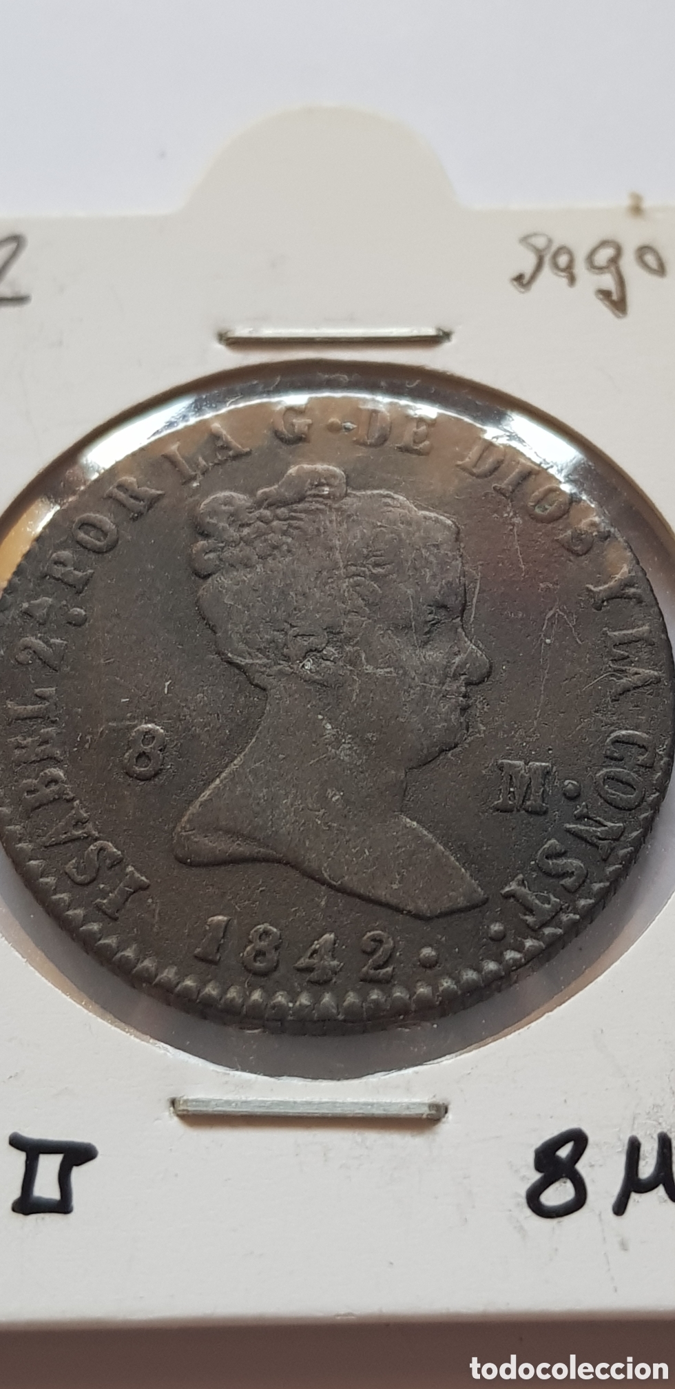 Monedas de Espa&ntilde;a: 8 Maravedis 1842 Segovia Isabel II - Foto 2