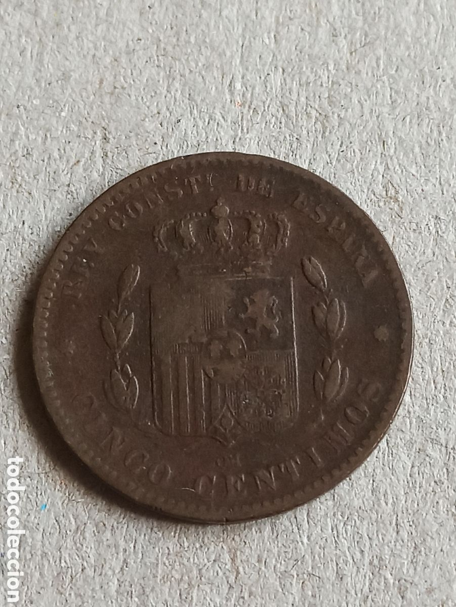 Monedas de Espa&ntilde;a: Moneda 5 C&eacute;ntimos 1879 OM Alfonso XII - Foto 3