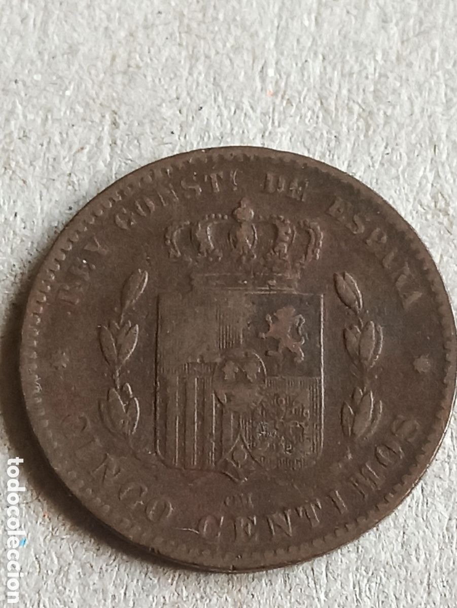 Monedas de Espa&ntilde;a: Moneda 5 C&eacute;ntimos 1879 OM Alfonso XII - Foto 1