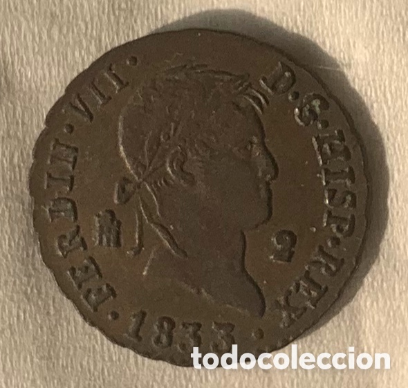 Monedas de Espa&ntilde;a: Fernando VII 2 maravedies 1833 Segovia - Foto 1