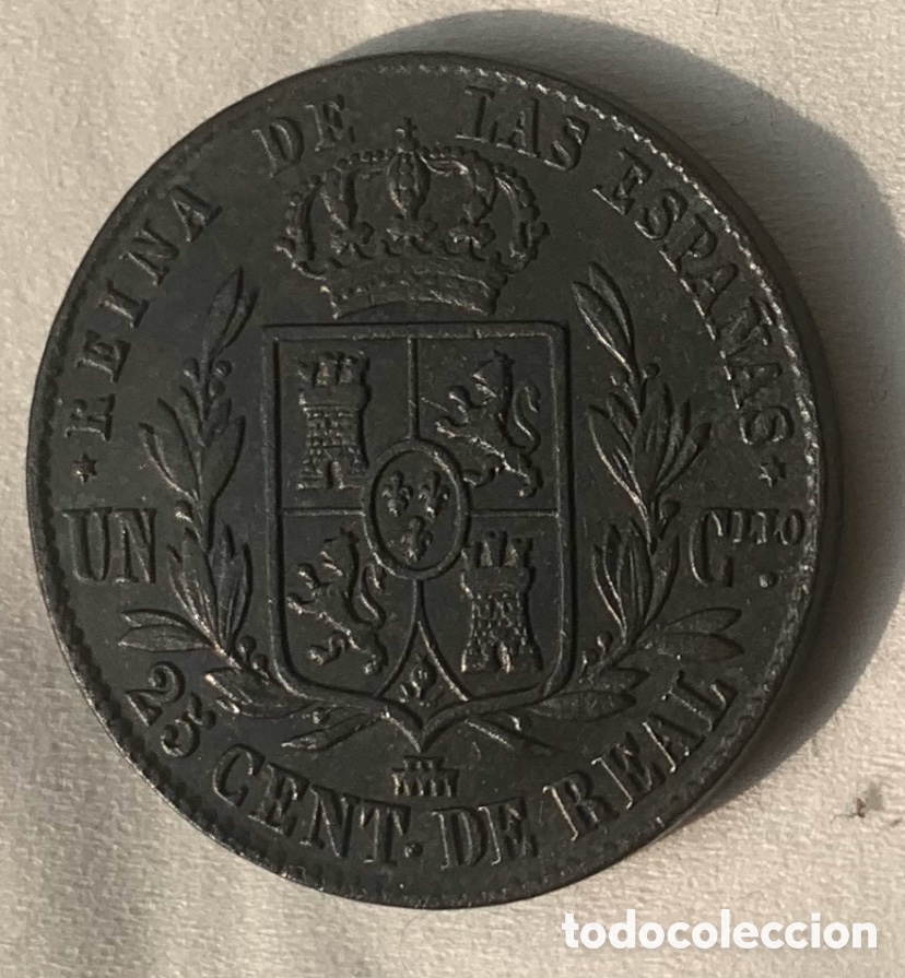 Monedas de Espa&ntilde;a: Isabel II 25 c&eacute;ntimos 1862 Segovia - Foto 2