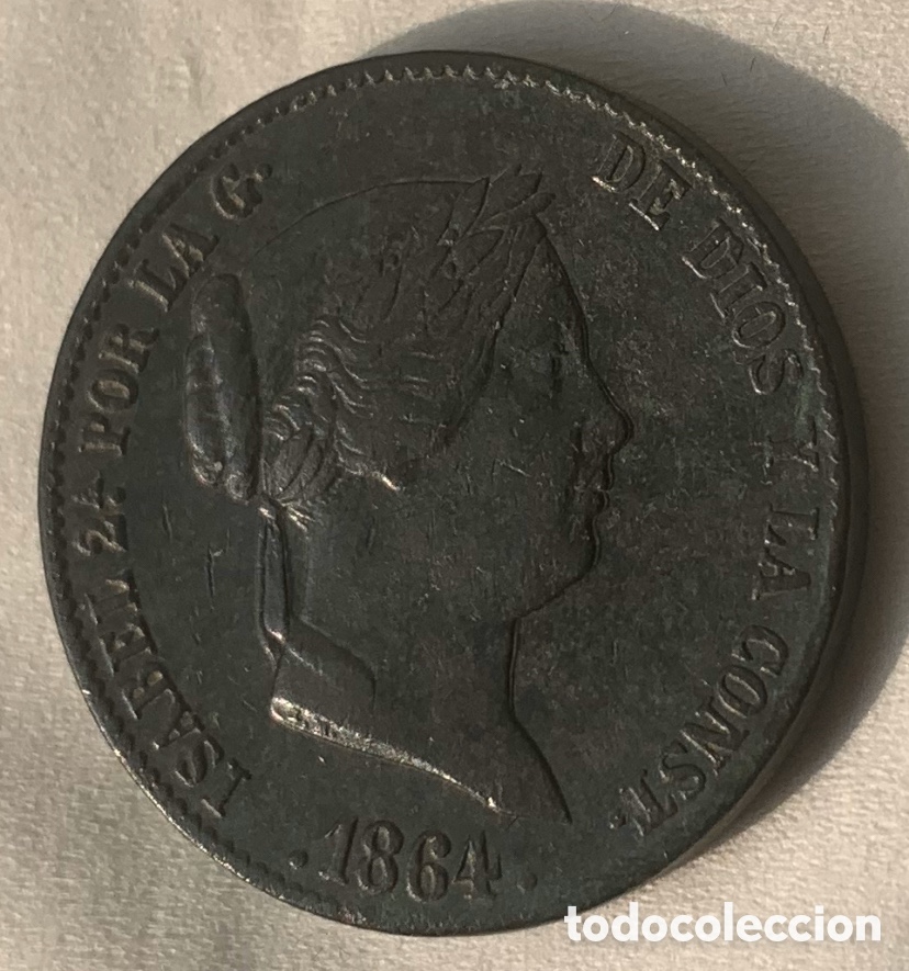 Monedas de Espa&ntilde;a: Isabel II 25 c&eacute;ntimos 1864 Segovia - Foto 1