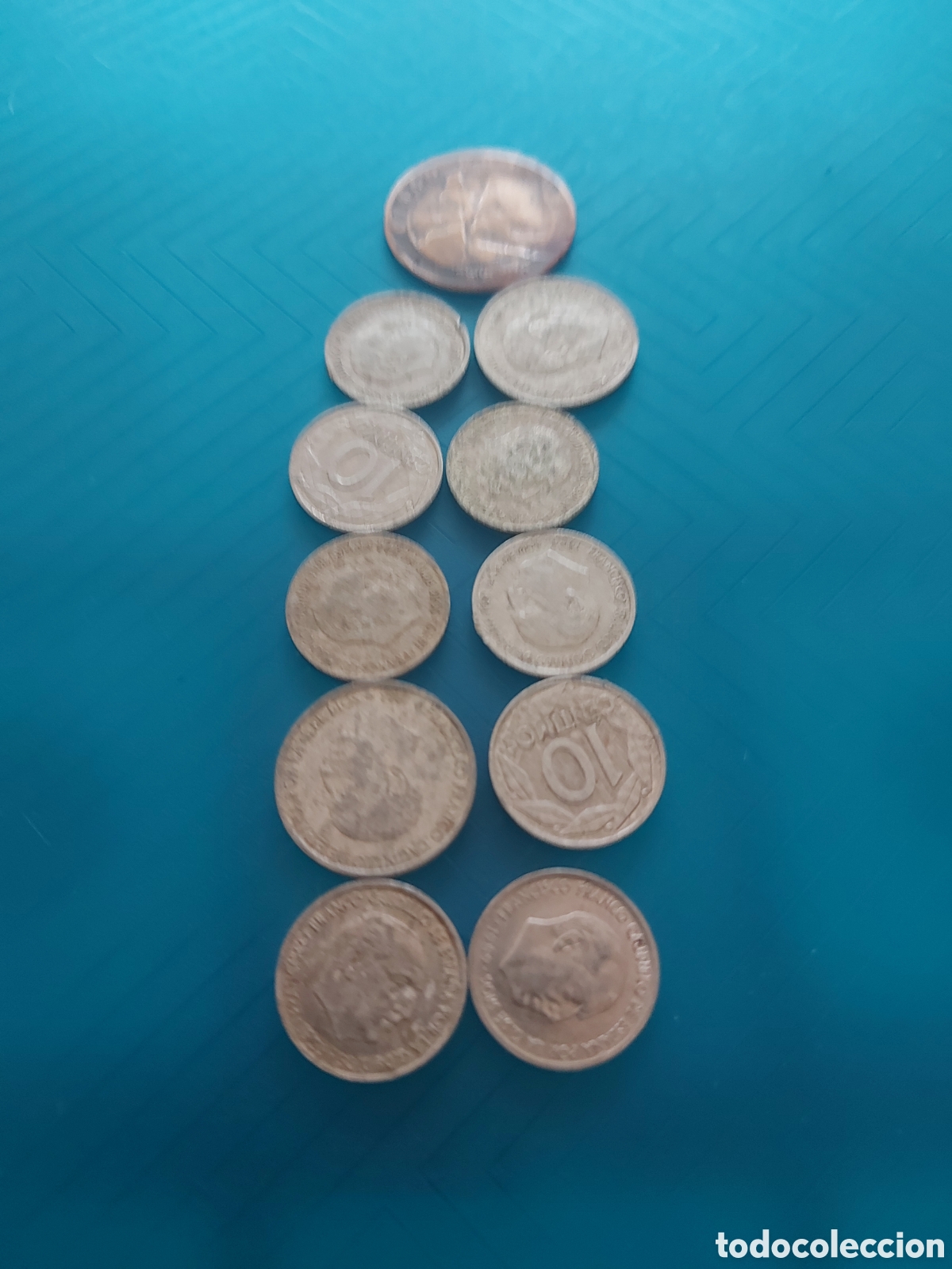 Coins of Spain: 1antigua y10aluminio