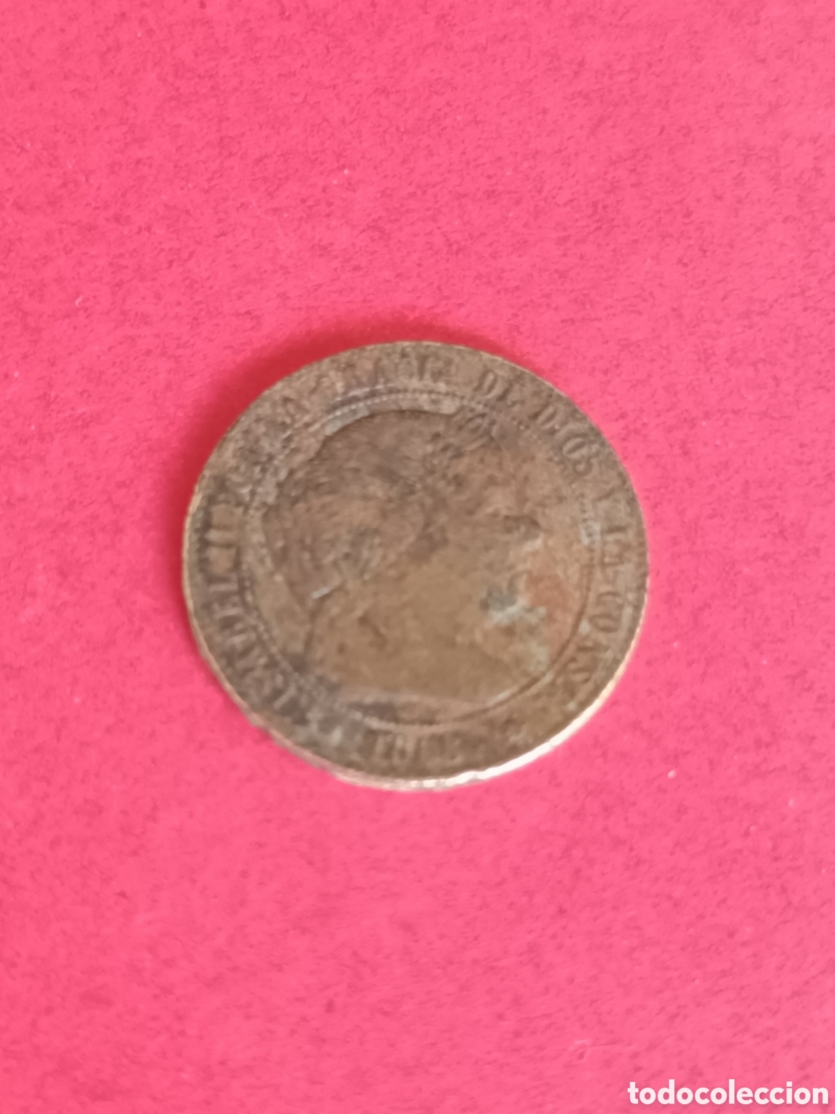 Monedas de Espa&ntilde;a: ISABEL II. &frac12; C&Eacute;NTIMO DE ESCUDO. 1868. BARCELONA. - Foto 1