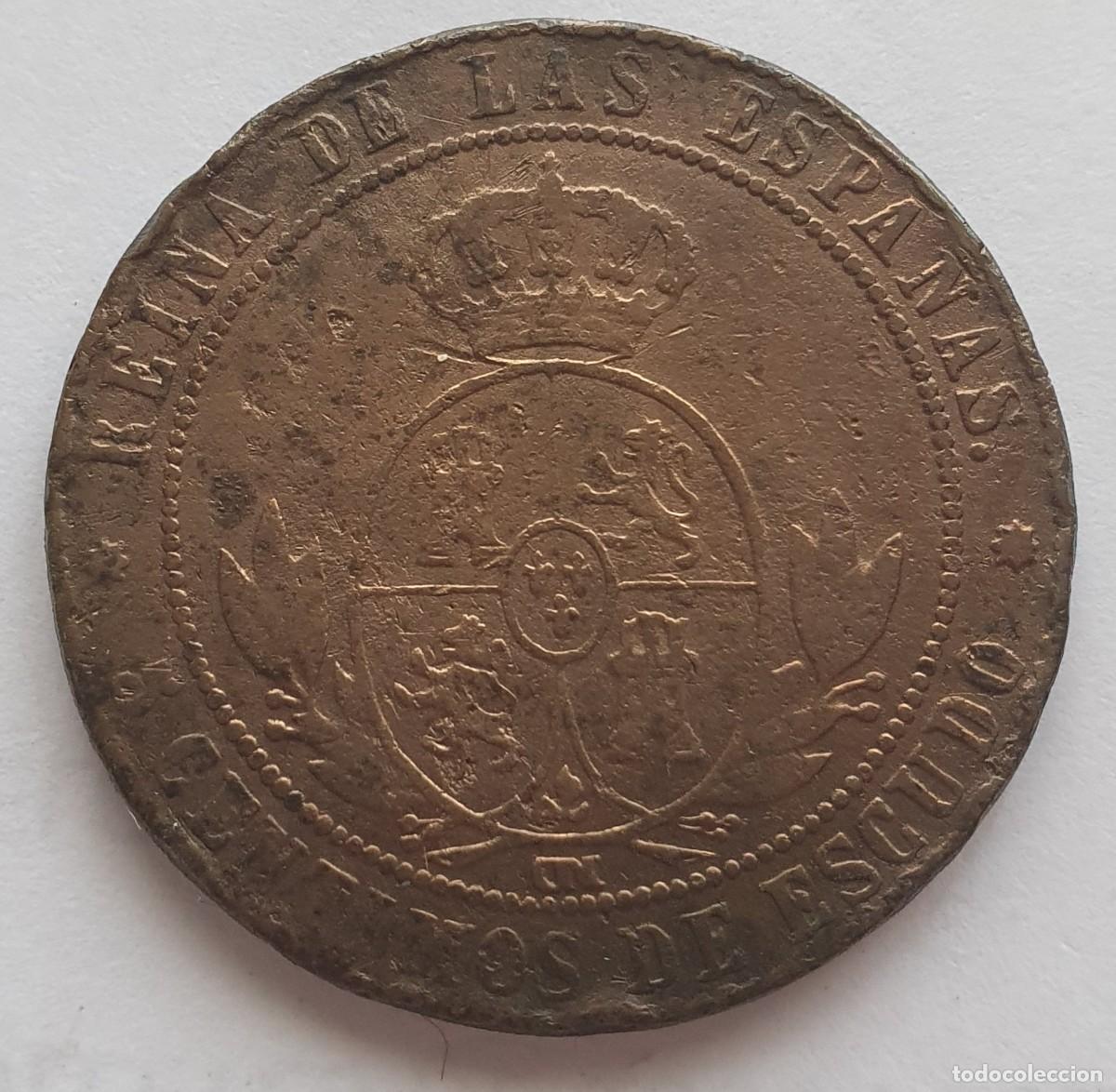 Monedas de Espa&ntilde;a: moneda de cobre isabel 2 1868 5 centimos de escudo - Foto 2