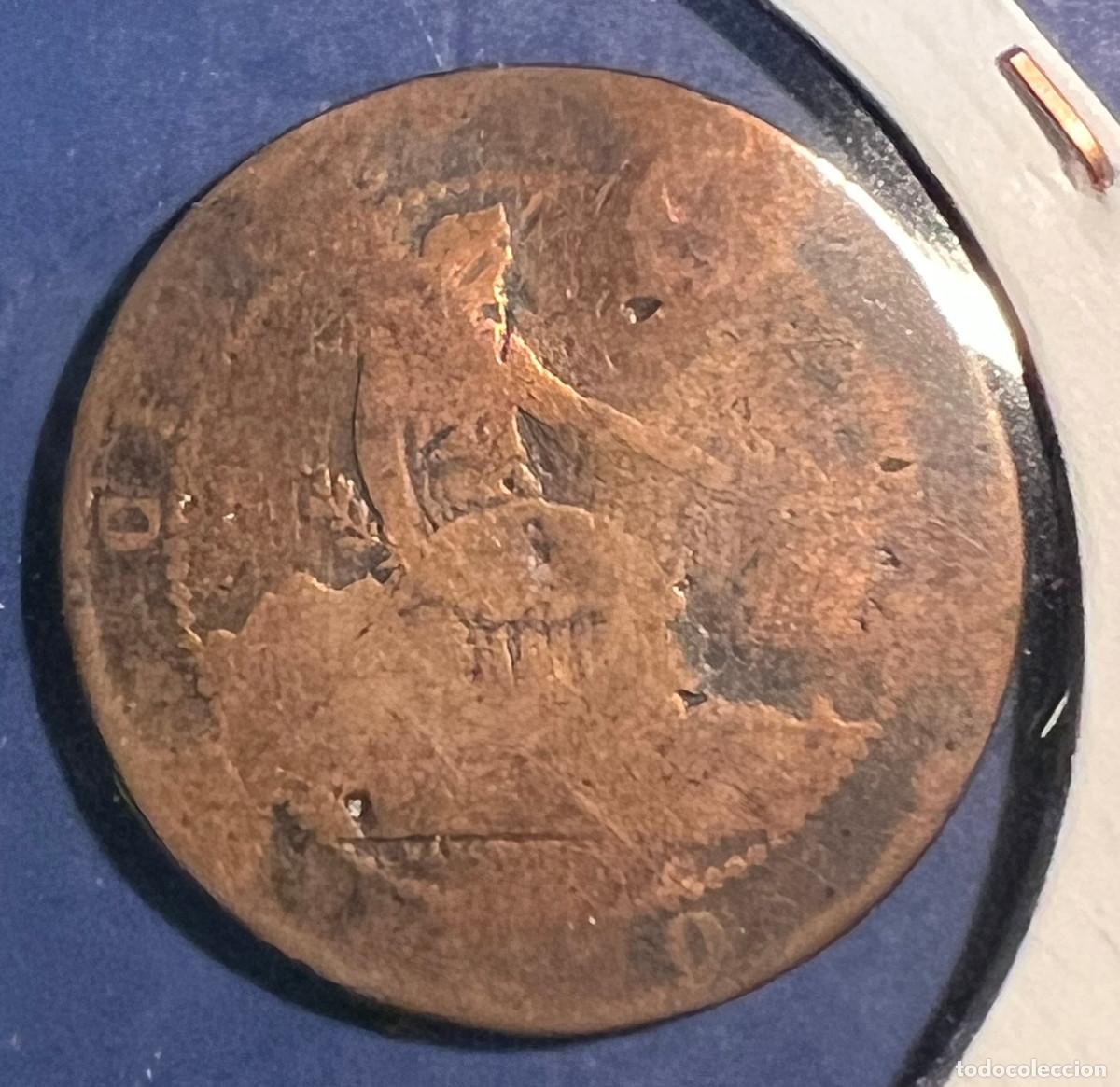Monedas de Espa&ntilde;a: MONEDA DE 5 CENTIMOS DE ESPA&Ntilde;A 1870 - Foto 2