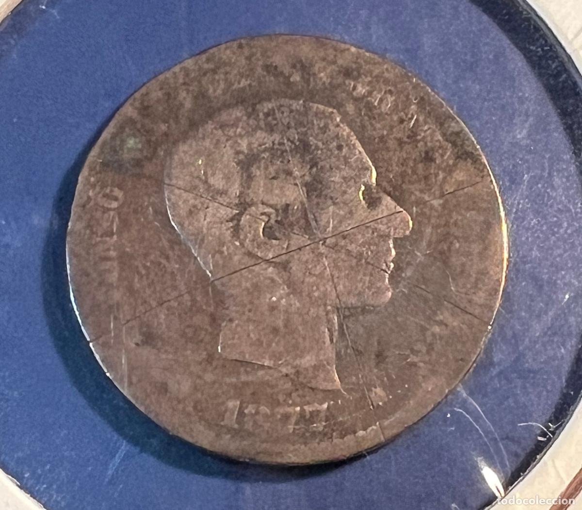 Monedas de Espa&ntilde;a: MONEDA DE 5 CENTIMOS DE ESPA&Ntilde;A 1877 - Foto 1