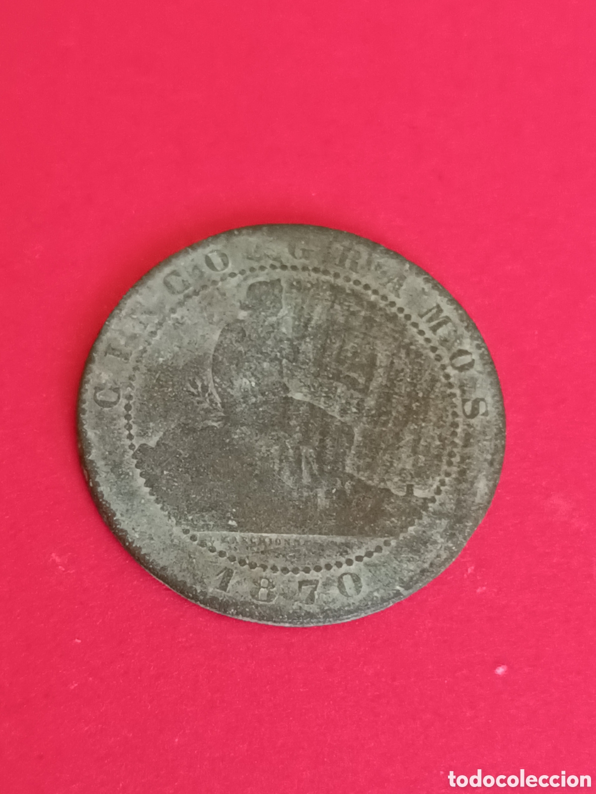 Monedas de Espa&ntilde;a: GOBIERNO PROVISIONAL. 5 C&Eacute;NTIMOS DE 1870. - Foto 2