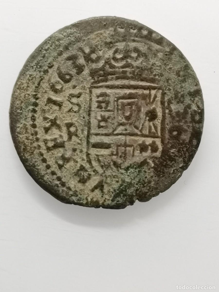 Monedas de Espa&ntilde;a: Felipe IV 16 Maraved&iacute;s 1663. Sevilla. SR. - Foto 3