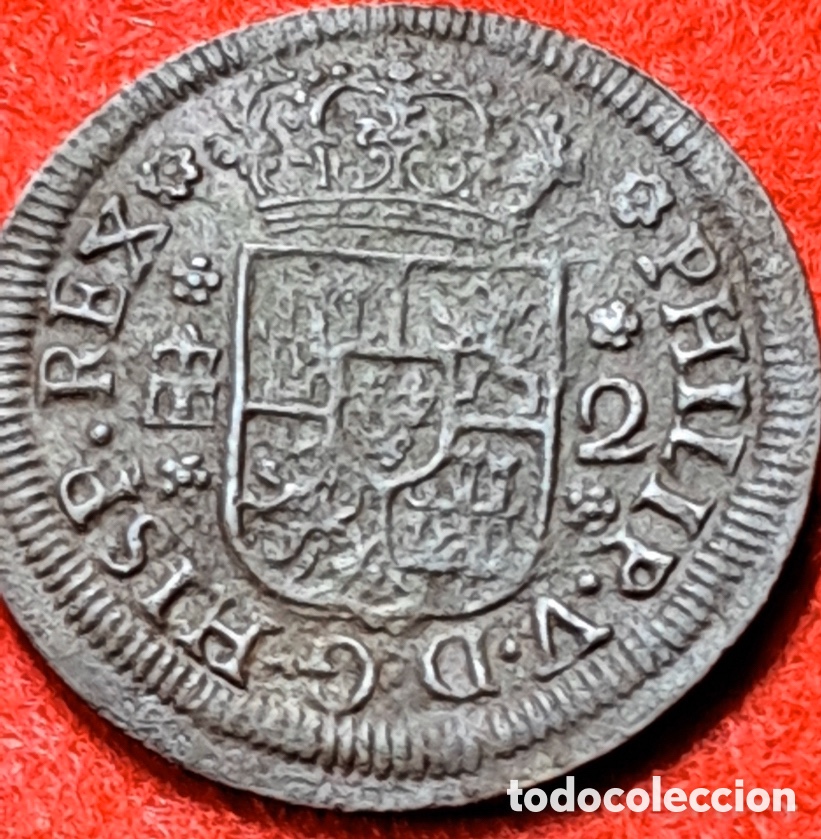 Monedas de Espa&ntilde;a: Felipe V 2 maravedies 1744 Segovia - Foto 2