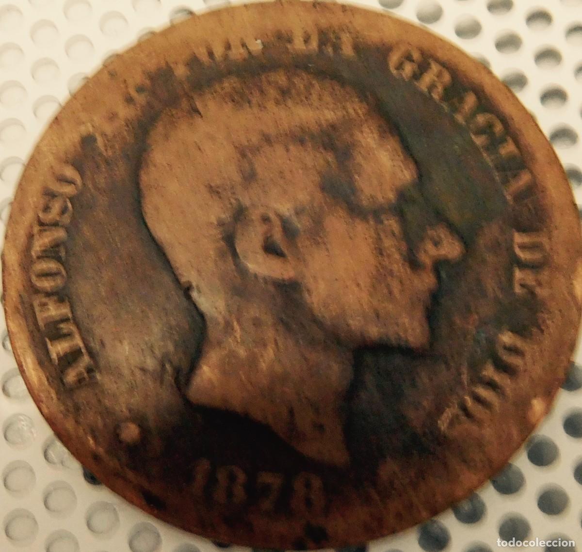 Monedas de Espa&ntilde;a: Moneda de10 ct., 1878, 8 cobre, usada - Foto 1