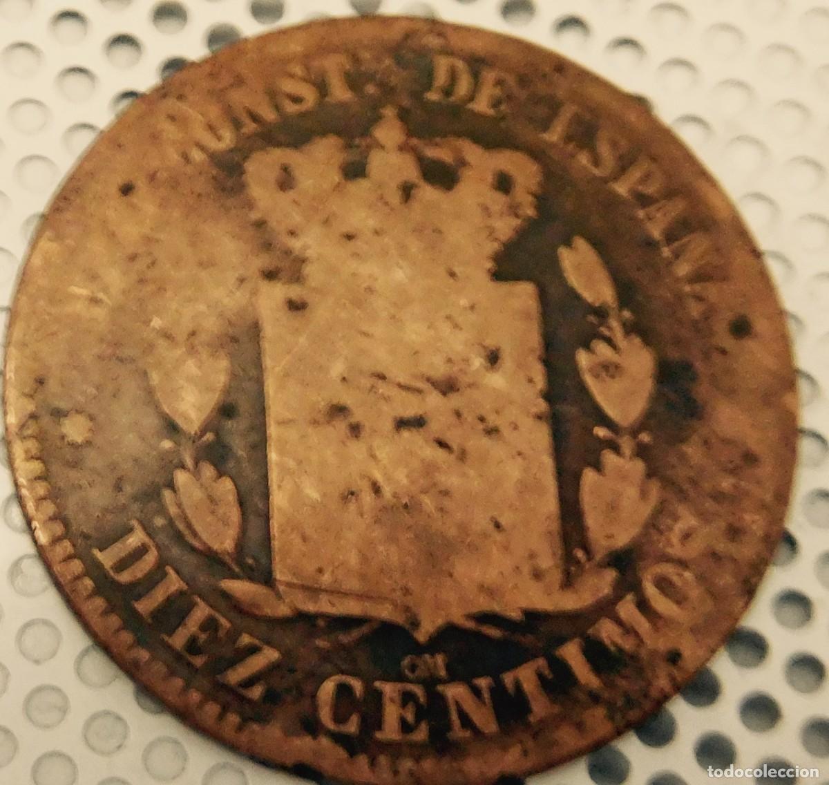 Monedas de Espa&ntilde;a: Moneda de10 ct., 1878, 8 cobre, usada - Foto 2