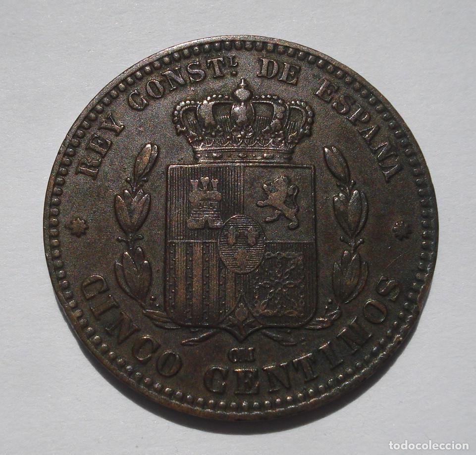 Monedas de Espa&ntilde;a: SPAIN 5 CENTIMOS 1877. ALFONSO XII. - Foto 2
