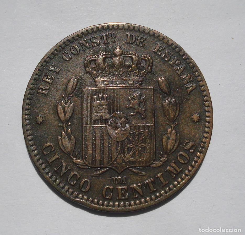Monedas de Espa&ntilde;a: SPAIN 5 CENTIMOS 1879. ALFONSO XII. - Foto 2