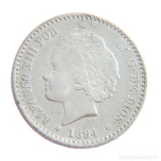 Monedas de España: 50 CÉNTIMOS DE PLATA. 1894. *9-4*. P•G-V. ALFONSO XIII. MBC. ESCASA.