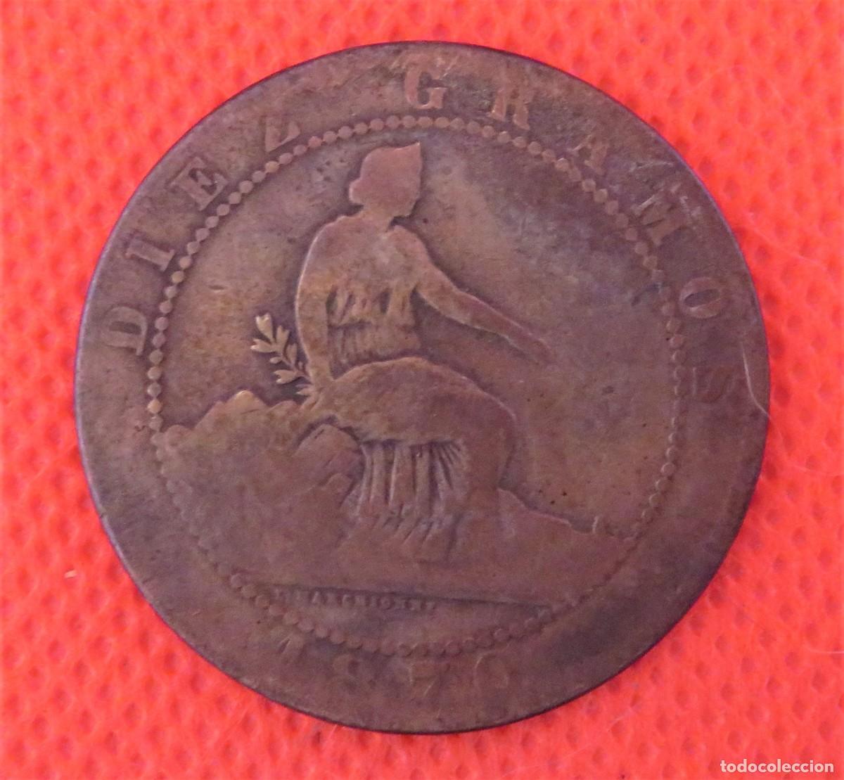 Monedas de Espa&ntilde;a: Moneda de 10 C&eacute;ntimos de 1870 - Foto 1