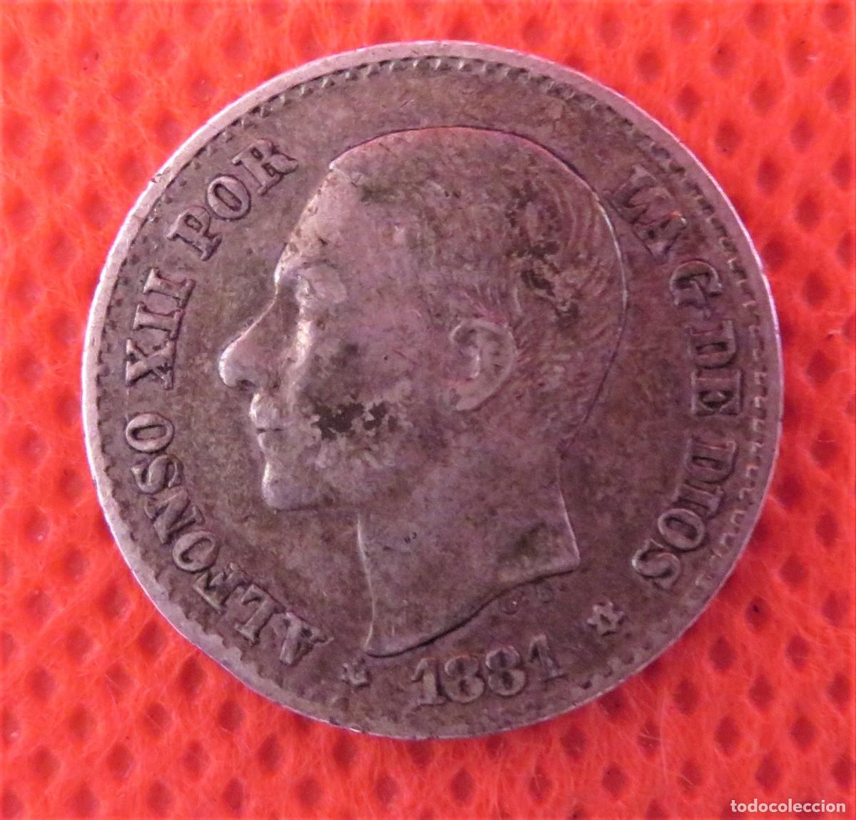 Monedas de Espa&ntilde;a: Moneda de plata de 50 C&eacute;ntimos de 1881, estrella 8-1 - Foto 1